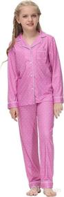 img 1 attached to 👕 Veseacky Unisex Kids Pajamas Set, Long Sleeve Button-Down Sleepwear, 2-Piece PJ Set for 5-14 Years