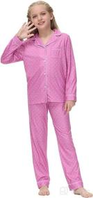 img 3 attached to 👕 Veseacky Unisex Kids Pajamas Set, Long Sleeve Button-Down Sleepwear, 2-Piece PJ Set for 5-14 Years