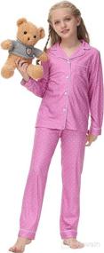 img 2 attached to 👕 Veseacky Unisex Kids Pajamas Set, Long Sleeve Button-Down Sleepwear, 2-Piece PJ Set for 5-14 Years