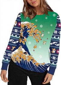 img 2 attached to Ugly Christmas Sweater: Stand Out With Cutiefox 3D Print Crew Neck Pullover!