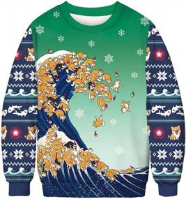 img 4 attached to Ugly Christmas Sweater: Stand Out With Cutiefox 3D Print Crew Neck Pullover!
