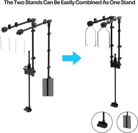 img 3 attached to WACOOL Reptile Stand Pack of 2, Adjustable Metal Reptile Light Stand for Heating Lamp UVA UVB Reptile Light - Height Range 11.8IN to 23.6IN - Can be Combined into One Stand