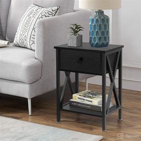 img 3 attached to VECELO Nightstand SofaTable Bedroom Industrial Furniture : Accent Furniture