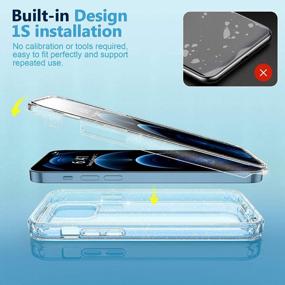 img 3 attached to Противоударный чехол Miracase Glass+ Glitter с прозрачной защитой, совместимый с iPhone 12 Pro Max 6,7" с встроенным защитным стеклом 9H, полноэкранный прозрачный/серебристый чехол 2020 для девушек и женщин.