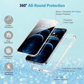 img 2 attached to Противоударный чехол Miracase Glass+ Glitter с прозрачной защитой, совместимый с iPhone 12 Pro Max 6,7" с встроенным защитным стеклом 9H, полноэкранный прозрачный/серебристый чехол 2020 для девушек и женщин.