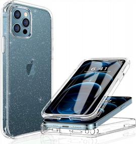 img 4 attached to Противоударный чехол Miracase Glass+ Glitter с прозрачной защитой, совместимый с iPhone 12 Pro Max 6,7" с встроенным защитным стеклом 9H, полноэкранный прозрачный/серебристый чехол 2020 для девушек и женщин.