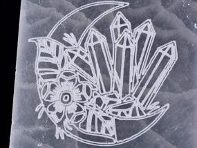 img 2 attached to Селенитовый диск с лунной гравировкой - AMOYSTONE 4 "Квадратная зарядная пластина для лечения, медитации и домашнего декора