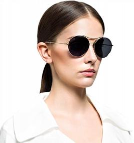 img 3 attached to UV400 Поляризованные круглые солнцезащитные очки в стиле стимпанк для мужчин и женщин - ретро-круглые оттенки (черный PZ8082, 60)