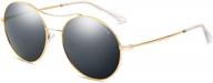 uv400 поляризованные круглые солнцезащитные очки в стиле стимпанк для мужчин и женщин - ретро-круглые оттенки (черный pz8082, 60) логотип