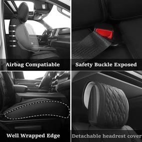 img 1 attached to Waterproof Synthetic Leather Car Seat Covers for Dodge Ram - 2 Pcs Front, Fits Ram 2009-2022 1500/2500/3500 Pick-up Truck, Crew, Regular, Quad, Mega Cab - Automotive Seat Protectors, Black