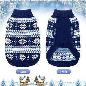 img 2 attached to 🐶 Cable Knit Dog Sweater Turtleneck, Cozy & Stylish Dog Winter Clothes featuring Snowflake Pattern, Classic Knitwear Dog Winter Coat for Small Medium Large Dogs, Ideal for Cold Weather