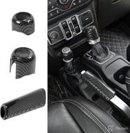 🚘 sqqp carbon fiber handbrake cover, gear shift knob cover, and drive mode shift knob cover for 2018-2021 jeep wrangler jl jlu логотип