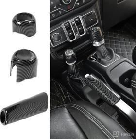 img 4 attached to 🚘 SQQP Carbon Fiber Handbrake Cover, Gear Shift Knob Cover, and Drive Mode Shift Knob Cover for 2018-2021 Jeep Wrangler JL JLU