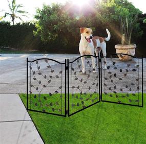 img 1 attached to Zoogamo 3 Panel Black Metal Pet Gate: Ideal Indoor/Outdoor Dog Fence & Barrier for Stairs, Doorways