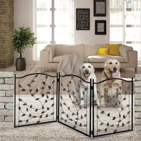 img 2 attached to Zoogamo 3 Panel Black Metal Pet Gate: Ideal Indoor/Outdoor Dog Fence & Barrier for Stairs, Doorways