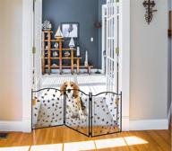 zoogamo 3 panel black metal pet gate: ideal indoor/outdoor dog fence & barrier for stairs, doorways logo