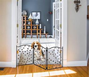 img 4 attached to Zoogamo 3 Panel Black Metal Pet Gate: Ideal Indoor/Outdoor Dog Fence & Barrier for Stairs, Doorways