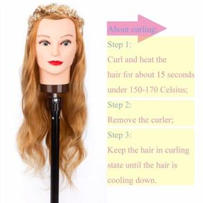 img 2 attached to Blonde Synthetic Hair Styling Training Head With Stand - 26 Inches, Perfect For Braiding And Cosmetology Practice, Ideal For Little Girl Mannequin Dolls - HX2701