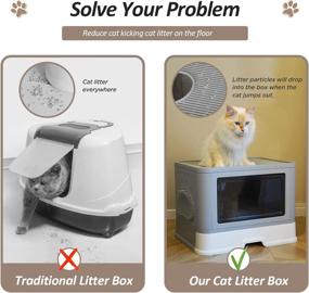 img 3 attached to Foldable Front Entry Top Exit Enclosed Cat Litter Box with Lid - Drawer Type Large Litter Box, Anti-Splashing Design - Includes Cat Litter Scoop and Rubbing Device - Easy Clean, Odor-Free