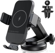 📱 15w qi fast charging wireless car charger - auto-clamping car mount windshield dash phone holder for iphone, samsung, lg, google - enhanced seo logo