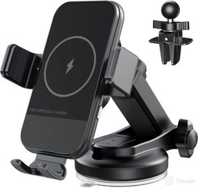 img 4 attached to 📱 15W Qi Fast Charging Wireless Car Charger - Auto-Clamping Car Mount Windshield Dash Phone Holder for iPhone, Samsung, LG, Google - Enhanced SEO