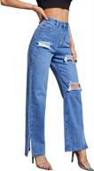 women's high waist loose boyfriend jeans - vintage streetwear denim wide leg pants logo