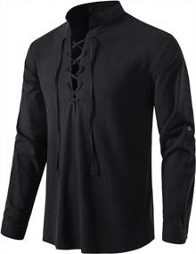 img 4 attached to LucMatton Men'S 100% Cotton Long Sleeve Retro Lace-Up Shirts For Medieval, Viking, Hippie Look