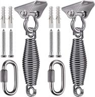 2 pack heavy duty stainless steel porch swing hangers with springs and carabiners for hammock chair, indoor swing, or heavy bag logo