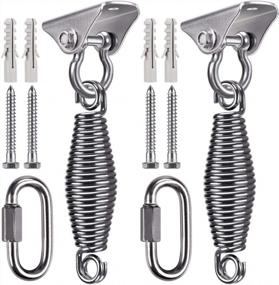 img 4 attached to 2 Pack Heavy Duty Stainless Steel Porch Swing Hangers With Springs And Carabiners For Hammock Chair, Indoor Swing, Or Heavy Bag
