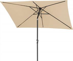 img 4 attached to Прямоугольный зонт для патио 6,5x10 футов, зонт для наклона наружного стола для террасы и двора у бассейна - бежевый