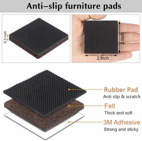 img 3 attached to 20-Piece FurniMate Non Slip Furniture Pads 2", Anti Slip Grippers, Self Adhesive Square Rubber Floor Protectors For Hardwood Wood Floors In Case