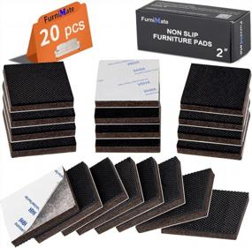 img 4 attached to 20-Piece FurniMate Non Slip Furniture Pads 2", Anti Slip Grippers, Self Adhesive Square Rubber Floor Protectors For Hardwood Wood Floors In Case