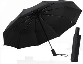 img 4 attached to Compact Travel Umbrella - 10 Reinforced Fiber Ribs, Extra Large Single Canopy & Auto Open/Close Button Stick!
