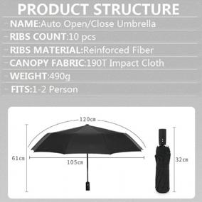 img 3 attached to Compact Travel Umbrella - 10 Reinforced Fiber Ribs, Extra Large Single Canopy & Auto Open/Close Button Stick!