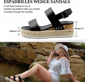 img 2 attached to Athlefit Women'S Espadrilles Sandals Ankle Strap Buckle Wedge Sandal Open Toe Studded Platform Sandals