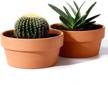 set of 2 potey 6.1" terracotta planters w/ drainage hole for succulent & cactus logo