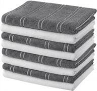 8 pack microfiber kitchen towels 26 x 18 inch super soft absorbent dish hand tea hanging loop dark grey white logo