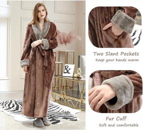img 2 attached to Hellomamma Women'S Fleece Robes, Long Winter Warm Soft Plush Bathrobes For Women, Fluffy Comfy House Coat