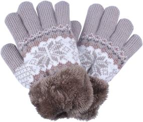 img 3 attached to Kids Boy Girl Warm Winter Gloves Mittens with Fleece Lining and Snowflake Design - 1/2Pairs