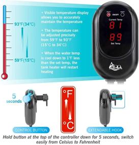 img 2 attached to 🐠 AQQA Submersible Quartz Glass Fish Tank Heater - 100W/200W/300W/500W/800W - Aquarium Heater with Over Temperature Protection & External Temp Controller - Ideal for Freshwater and Saltwater Aquariums