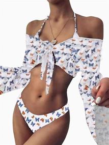 img 3 attached to 👙 Bikini Swimsuit Pieces: Shoulder-Baring Bathing Women's Clothing on Swimsuits & Cover Ups