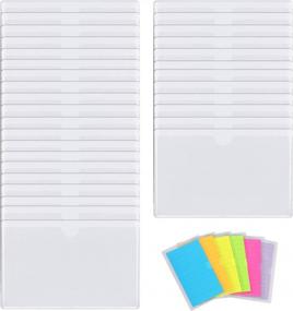 img 4 attached to 32 Pack Self-Adhesive Index Card Pockets Top Open Crystal Clear Plastic Card Holder | 3X5 Inches | Organizing And Protecting Business Cards, Photos, Labels & Planners - Gydandir