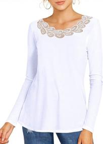 img 3 attached to Lace Accented Casual Comfort: Liher Women'S Long Sleeve Tunic Tops With Solid Color And Loose Fit