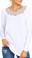 lace accented casual comfort: liher women's long sleeve tunic tops with solid color and loose fit logo