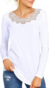 img 4 attached to Lace Accented Casual Comfort: Liher Women'S Long Sleeve Tunic Tops With Solid Color And Loose Fit