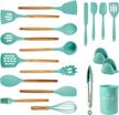 lemuna 18-piece silicone kitchen utensil set with wooden handles and holder - heat resistant, bpa-free, non-toxic cooking tools logo