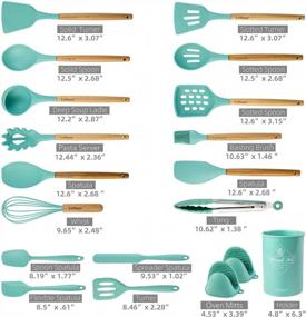 img 3 attached to LeMuna 18-Piece Silicone Kitchen Utensil Set with Wooden Handles and Holder - Heat Resistant, BPA-Free, Non-Toxic Cooking Tools