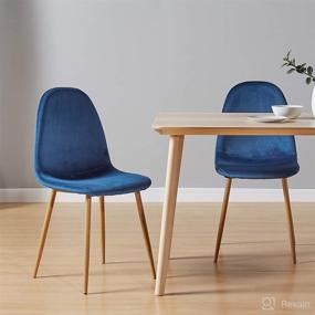 img 2 attached to 🪑 CangLong Velvet Cushion Seat Chairs with Upholstered Back, Metal Legs, Set of 2, Modern Mid Century Living Room Side Chairs in Blue