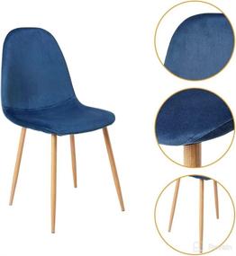 img 1 attached to 🪑 CangLong Velvet Cushion Seat Chairs with Upholstered Back, Metal Legs, Set of 2, Modern Mid Century Living Room Side Chairs in Blue