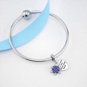img 2 attached to Sterling Silver Snowflake Blue CZ Bead Pendant Charm For Pandora Bracelet Women - DALARAN Christmas Charms
